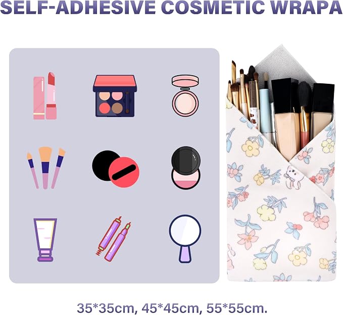 Walking Way Self-Adhesive Magic Cloth Makeup Bag, Portable Protective Cosmetic Pouch, Camera Lens Wrap, Stylish Travel Organizer for Beauty Essentials, Travel, Gifts & Daily Use - Image 2