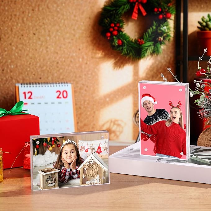 Kigley 6 Pcs 4 x 6 Inch Acrylic Picture Frames, Clear Acrylic Photo Business Card Frame Desktop Display Double Sided Wallet Size Frame Freestanding Frames for Film Photos Cards Stamp - Image 3