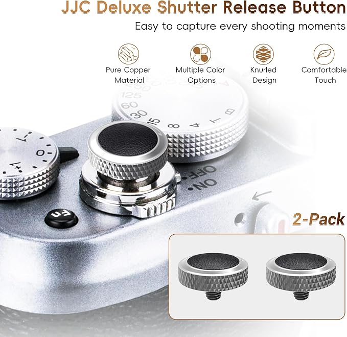 JJC Soft Shutter Release Button for Fujifilm X100VI XT50, Silver, 2-Pack | for Fuji Fujifilm X-T5 X-T50 X-T30 III X-PRO3 X100VI X100V X-E5 X Half Sony RX1R II RX10 IV III Leica Q3 M10 M9 Nikon Zf Df - Image 3