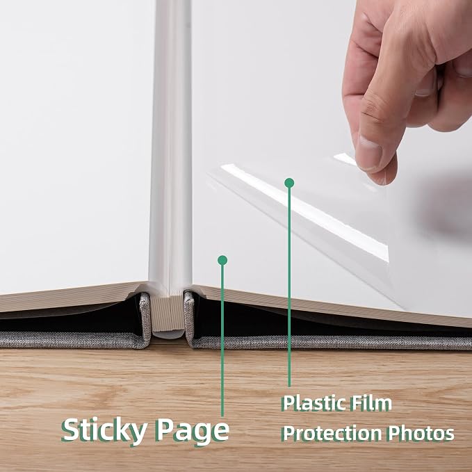Large Photo Album Self Adhesive Scrapbook Album for 4×6 5×7 8×10 Pictures DIY Magnetic Linen Cover Album 60 Pages for Family Wedding Gifts with Metal Pen and Plastic Board - Image 5