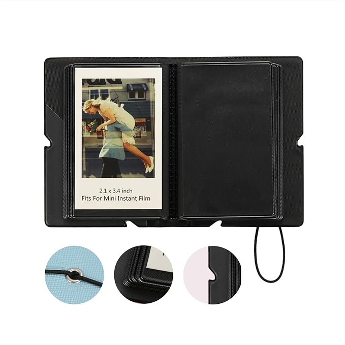 2x3 Instax Mini Photo Album, 28 Pockets. Sky Blue, 2PK | Portable Wallet Size Album Stores 2x3 inch Instant Photos. Fits Polaroid, Instax Mini, Kodak Mini Prints and Zink. - Image 3
