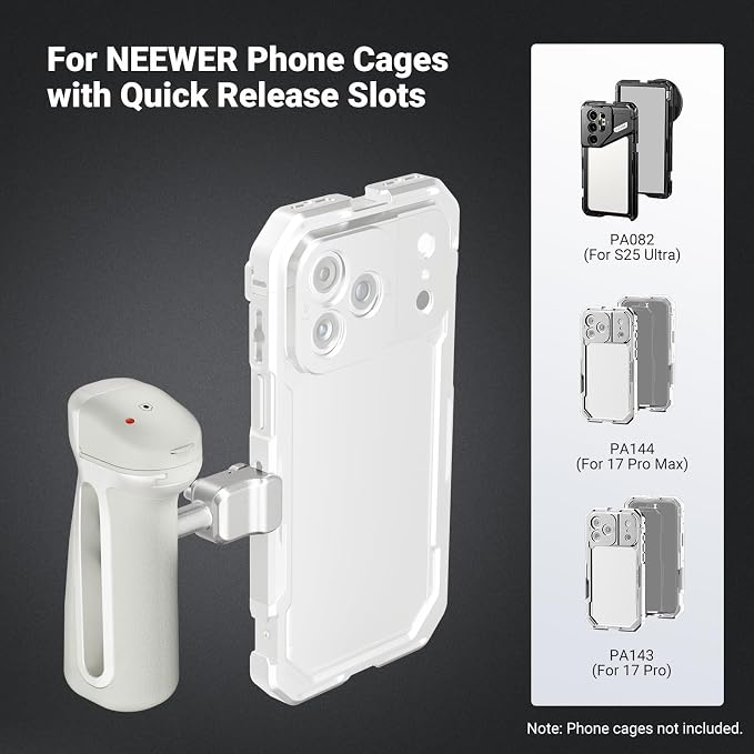NEEWER Quick Release Bluetooth Side Handle with Cold Shoe & 360° Rotation, Compatible with Blackmagic Camera App for Focus Zoom iPhone 17 Pro Max 16 S25 Ultra Phone Cage Accessories, PA148E (Silver) - Image 2