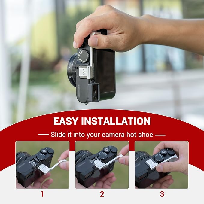 DLUX8 Thumb Grip with the Bottom of Silicone Hot Shoe Protective Pad-Silver | Aluminum Alloy DLUX8 Thumb Grip with Hot Shoe Cover Protector Thumb Rest Support Holder, Not Affect The Use of Camera Buttons - Image 3