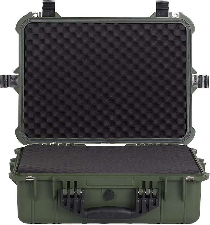 MEIJIA All Weather IP67 Waterproof Hard Camera Case,Hard Protective Case,Hard Case with Customizable Foam,Fit Use of Drones,Camera,Equipments,Pistols(Green,19.78x15.77x7.41inches) - Image 3