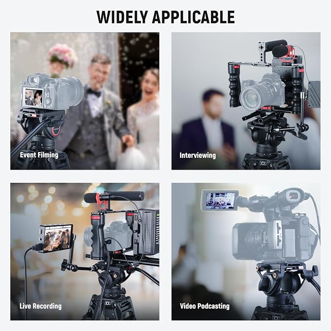 NEEWER 76" Video Camera Tripod with Fluid Head, One Step Quick Release Heavy Duty Aluminum Portable Tripod Stand with Cleaning Cloth, Dual Mode QR Plate for DSLR Camcorder, Max Load 17.6lb, LL27 - Image 8