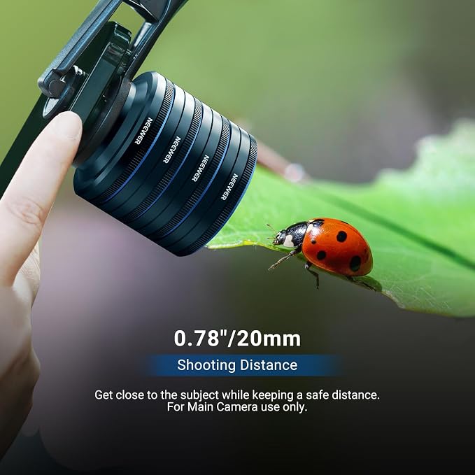 NEEWER Phone Macro Lens Kit, 4 Pcs Stackable Magnetic Closeup Lens Attachment Set with 17mm Threaded Clamp, Clip On Photography Accessories Compatible with iPhone Android Samsung, LS-87 - Image 2