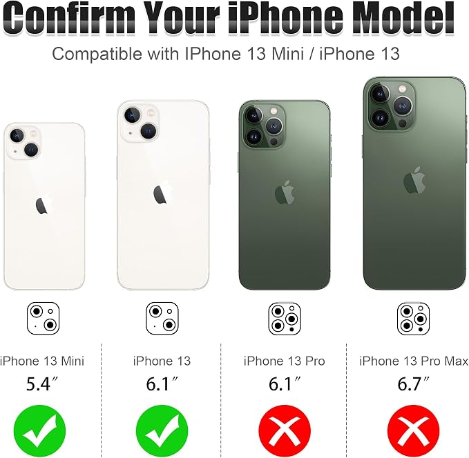 AGVEE 3+3 6 Pack for iPhone 13 & Mini Camera Lens Protector Cover | Individual Bling Diamond & Bling Glitter Sparkle Cute Gem Metal Ring, 9H Tempered HD Glass - Image 2