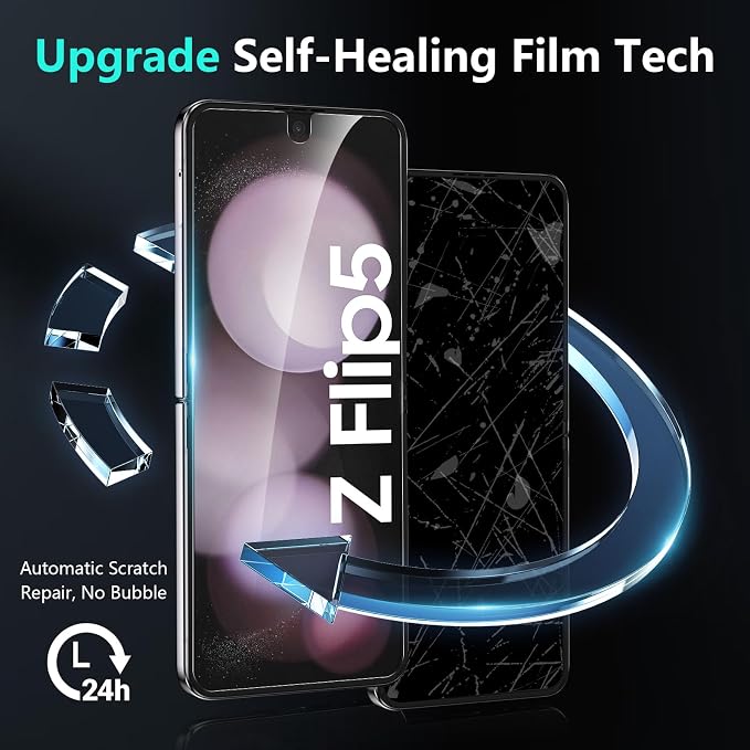 YWXTW [ 2023 Upgraded Alignment Tool for Samsung Galaxy Z Flip 5 Screen Protector, 2 Pack Inner Soft EPU + 2 Pack Front Tempered Glass + 2 PCS Metal Camera Lens Protector, Case Friendly - Image 4