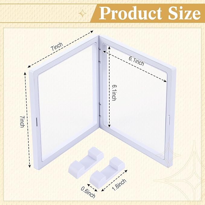 Harloon 12 Pcs 3D Floating Display Case, White, 7 x 7 x 0.8, Square | 3D Floating Frame for Challenge Coins, Medallions, Fossils, Gemstones, Jewelry, Collectibles Shadow Box Display Holder - Image 2
