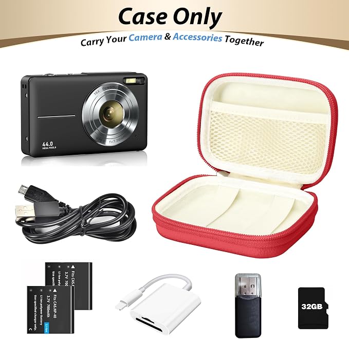 Digital Camera Case for KODAK PIXPRO FZ55/FZ45, Case Only, Tomato Red | Fits CAMKORY DC403 and Canon PowerShot ELPH 360 HS Compact Digital Cameras, Small Hard Shell Camera Pouch with Mesh Pocket - Image 4