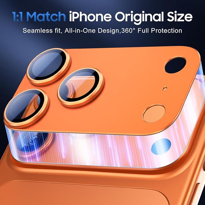 UniqueMe for 3 Pack iPhone 17 Pro Camera Lens Protector - All Orange | Drop Protection, Case Friendly, Acrylic Material, Camera Cover Screen, Update New Version - Image 5