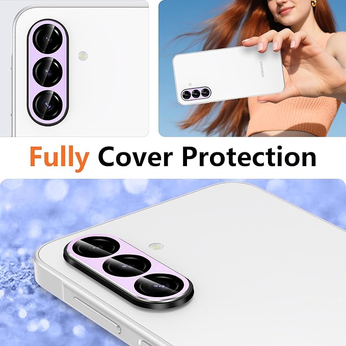 for Samsung Galaxy A17 Camera Lens Protector, Individual Metal Ring Tempered Glass Lens Cover, [Strong Adsorption] Scratch Resistant Ultra-Thin HD Clear Lens Cover, 1 Set-Purple - Image 8