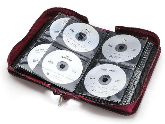CCidea CD Case DVD Storage Holder, 128 Capacity DVD Cases Organizer CD Plastic Protective Carrying Binder,Portable Cd Wallet for Home Travel (Red), 128-red, L11.4 xW 6.4 x H3.5 INCH, Beauty Case - Image 2
