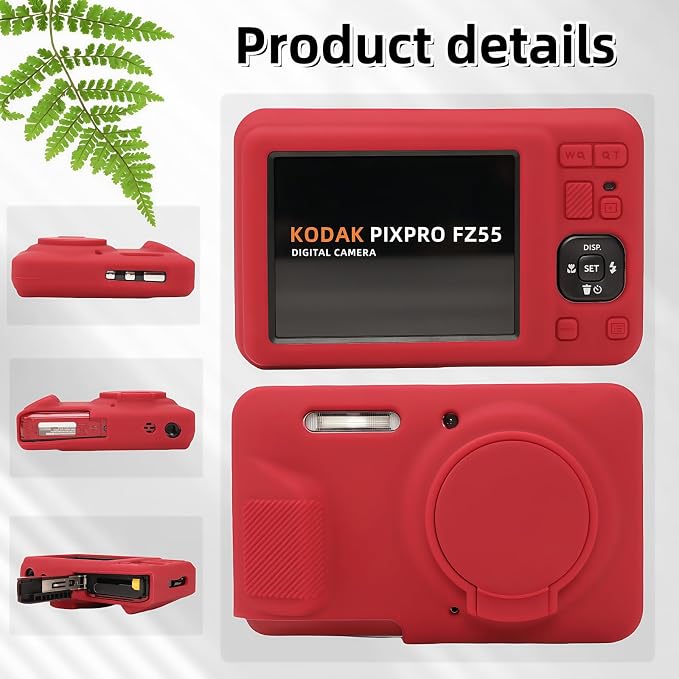 Case for Kodak PIXPRO FZ55, FZ55 accessories | Soft Silicone Protective Case Removable Lens Cover, Comes with 2 Screen Protectors and 1 Wrist Strap. (Rose red) - Image 5