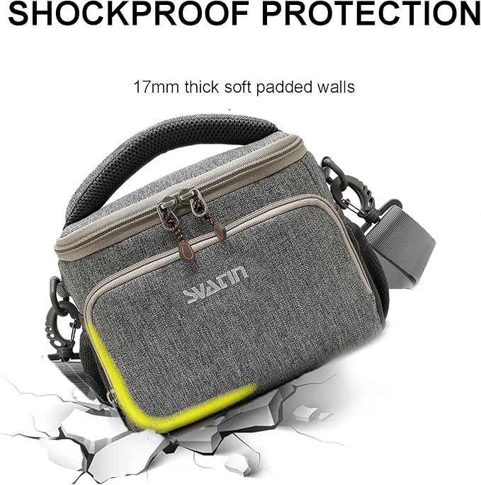 Camera Shoulder Bag,Small Gray Shockproof Canvas SLR/DSLR Mirrorless Crossbody Lens Case Purse,Compact Storage Messenger Bag for Sony A7,for Canon R Series(M) - Image 3