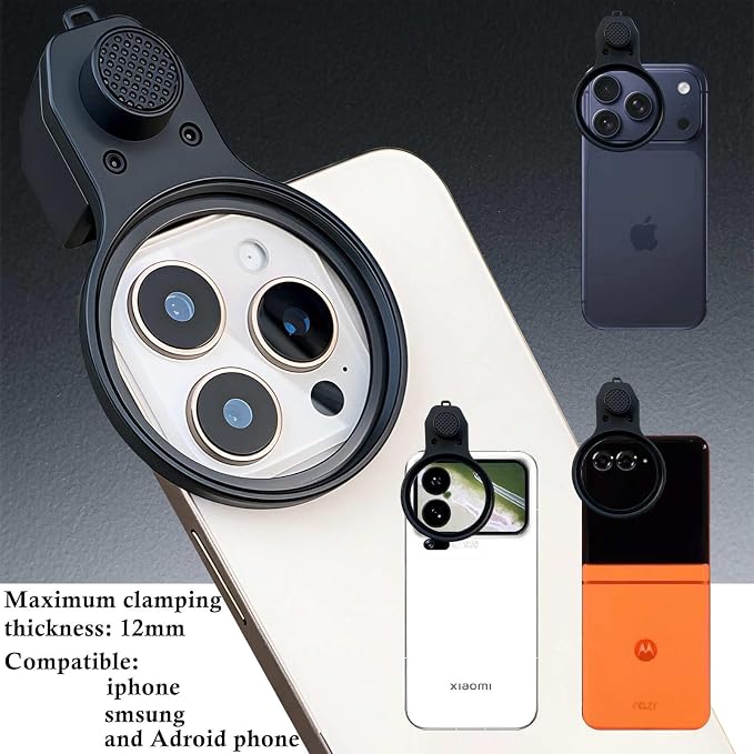 52mm CPL Polarizing Filter Clip-on Lens Kit for iPhone 17, 16, 15, 13, 12, Samsung and Android Phones, with Lens Cap, Filter Case, Cleaning Cloth - Image 3