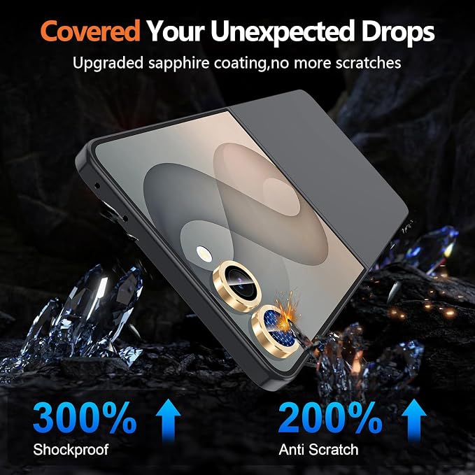 for Samsung Galaxy Z Flip 8 Camera Lens Protector, Individual Metal Ring Tempered Glass Lens Cover, [Strong Adsorption] Scratch Resistant Ultra-Thin HD Clear Lens Cover, 1 Set-Gold - Image 5
