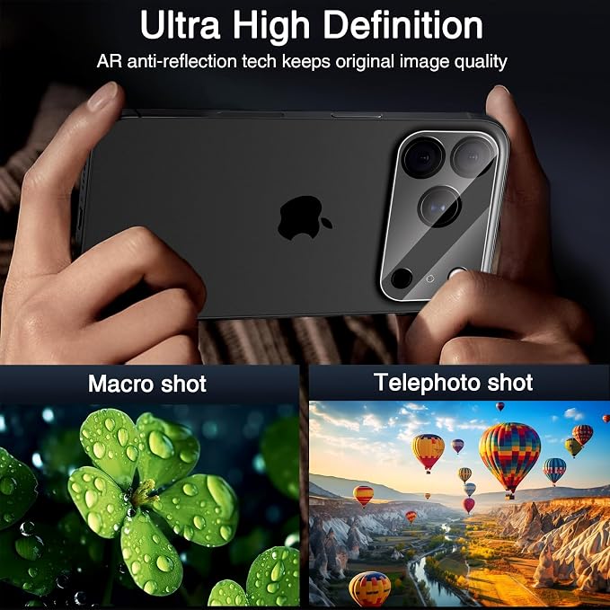 Wiaocit Tempered Glass Camera Lens Protector for iPhone 17 Pro | 3 Pack, 9H Hardness, Ultra HD, Anti-Scratch, Case Friendly - Image 4