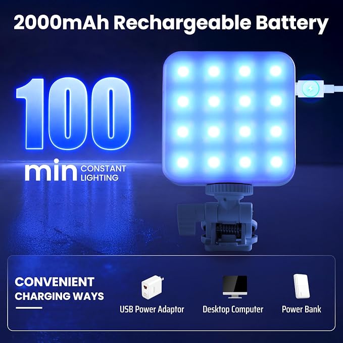 RGB Video Light, 80 LED Portable Camera Light, 360° Full Color Photography Lighting, 2700-7500K CRI 95+, 13 Light Modes for Phone, DSLR Video Recording, Vlog, YouTube Game Live Streaming - Image 8