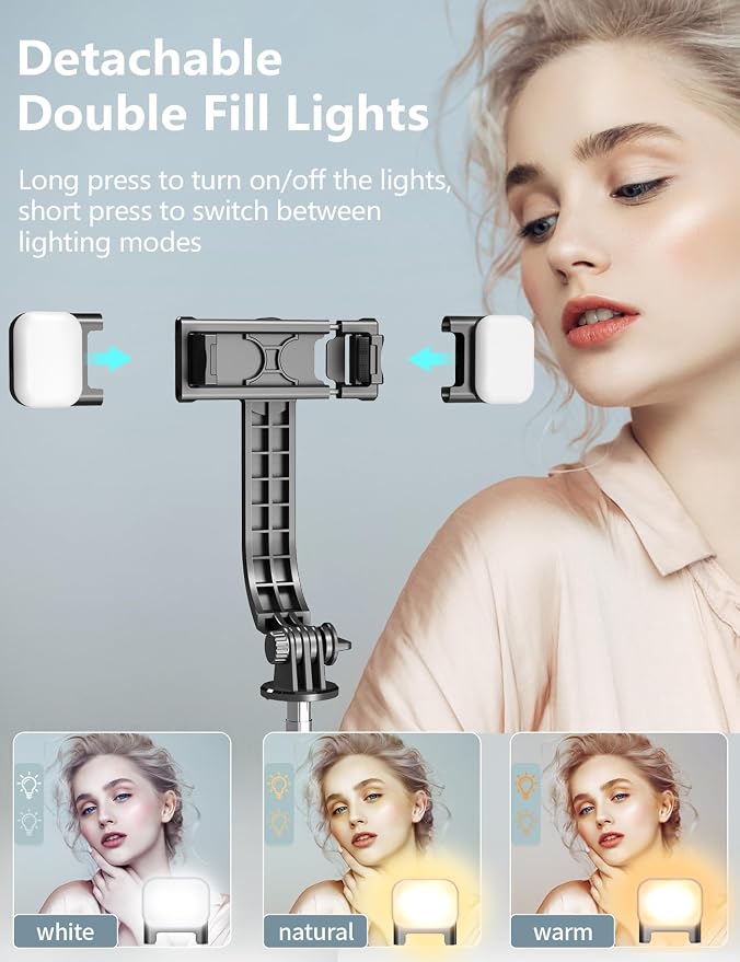 Selfie Stick Tripod with Light, 67'' Tripod with Wireless Remote, Portable Phone Tripod Compatible with iPhone 16/15 Pro Max/15/14 Pro/14/13, Samsung S22/ S23 Ultra/Android Smartphone - Image 2