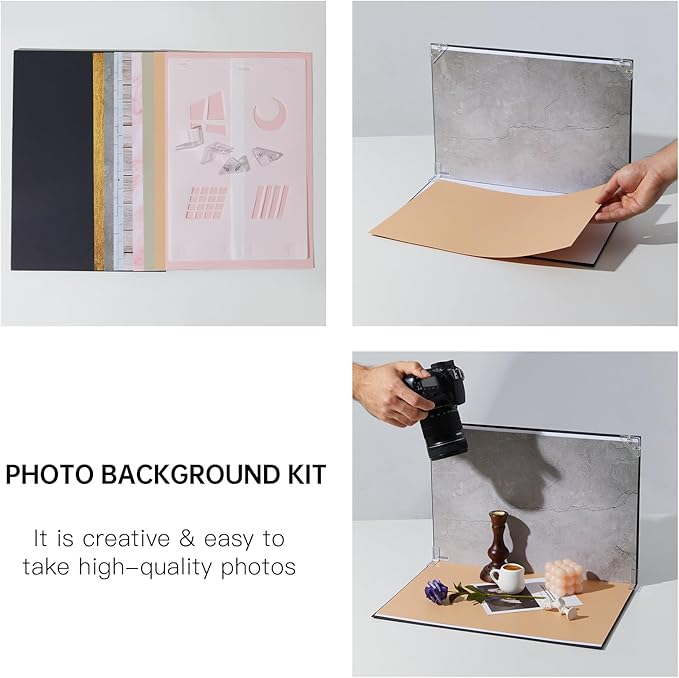 Product Photography Backdrops, 16x11.5 Inch Photo Backdrop Board Kit, 8Pcs 16 Patterns with 2Pcs Photo Shadow Maker for Makeup Product Shooting, Food Jewelry Cosmetics Photography - Image 4