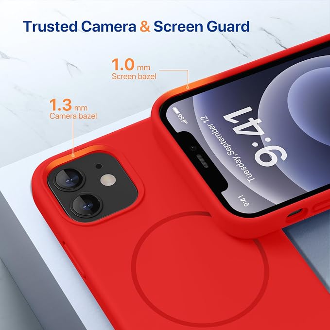 Miracase Magnetic for iPhone 12 Case/iPhone 12 Pro Case, Red | Compatible with MagSafe, Anti-Scratch Microfiber Lining, Premium Silicone Shockproof Drop Protection Phone Case for 12/12 Pro - Image 6