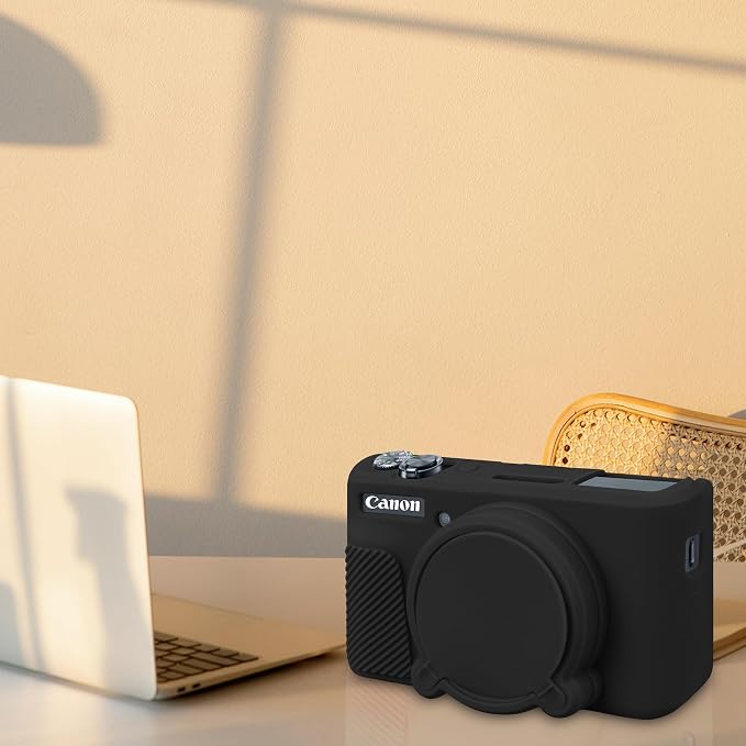 BOVKE Silicone Camera Case for Canon PowerShot SX740 / SX730 Digital Camera, SX740 HS Soft Protective Case Cover Rubber Camera Slim Fit Sleeve with Removable Lens Cover, Black - Image 7