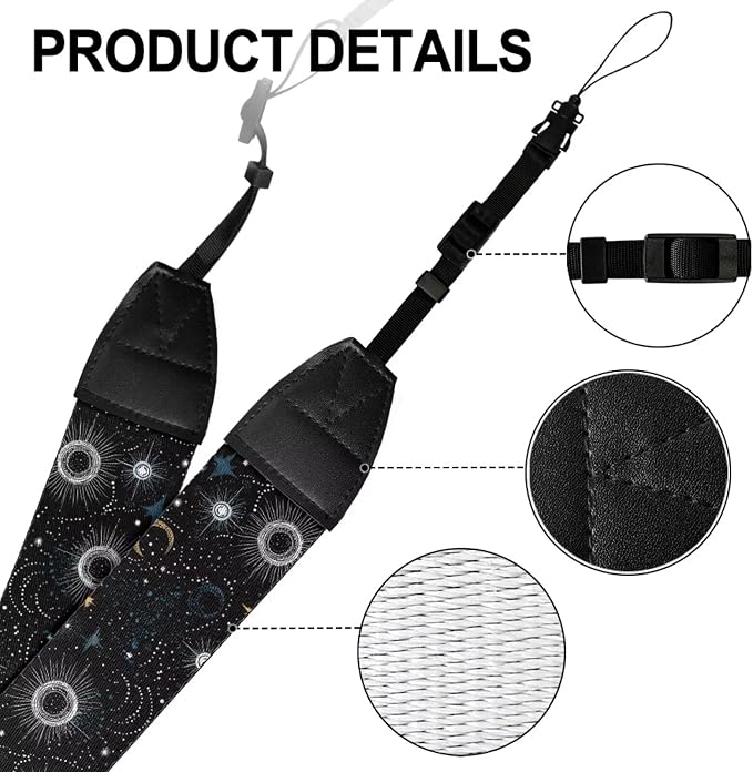 Coldinair Black Adjustable Camera Strap Universal Neck & Shoulder Soft Padded Strap for All DSLR Cameras,Binoculars - Image 7