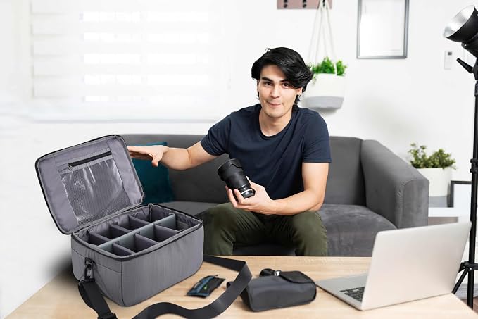Koolertron Dslr Camera Insert Bag Purse Universal Liner Lens Pouch Partition Protective Cover Waterproof Sleeve for Cannon/Nikon/Sony (Grey) - Image 2