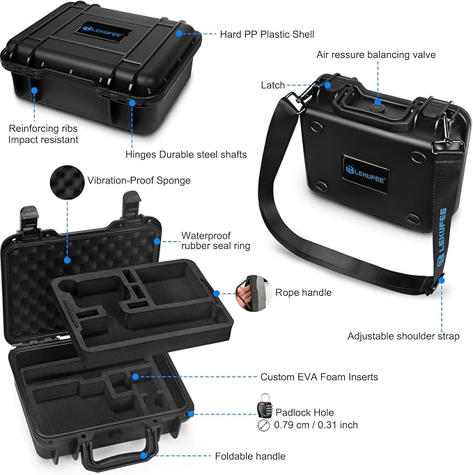 Lekufee Waterproof Hard Case Compatible with Gopro Hero 13/12/11/10/9/8,Mission 1 Pro,LIT Hero,Hero 4K,Media Mod/Gopro Volta/Creator Edition/Action Camera and Accessories(Case Only) - Image 3