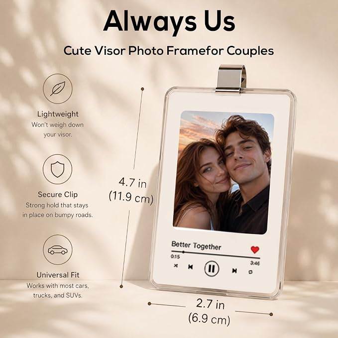 2 Pack Drive Safe Gift for Boyfriend Girlfriend, Car Visor Photo Holder with 5 Interchangeable Photo Mat, Drive Safe I Love You Gift, Personalized Couple Car Accessories for Him Her - Image 2
