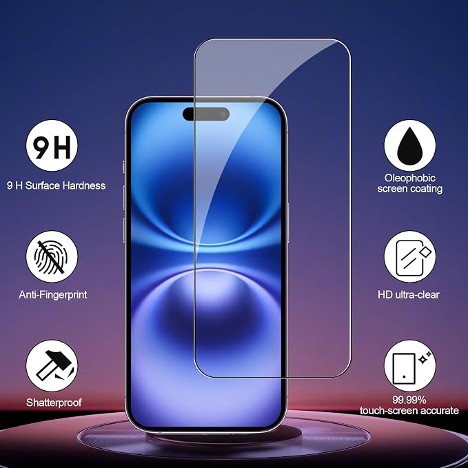 3+3 Pack Glass Screen Protector for iPhone 16 Plus, 6.7 Inch | Camera Lens Protector, HD Clear Tempered Glass Film, Anti-Scratch, Bubble Free, Case-friendly - Image 2