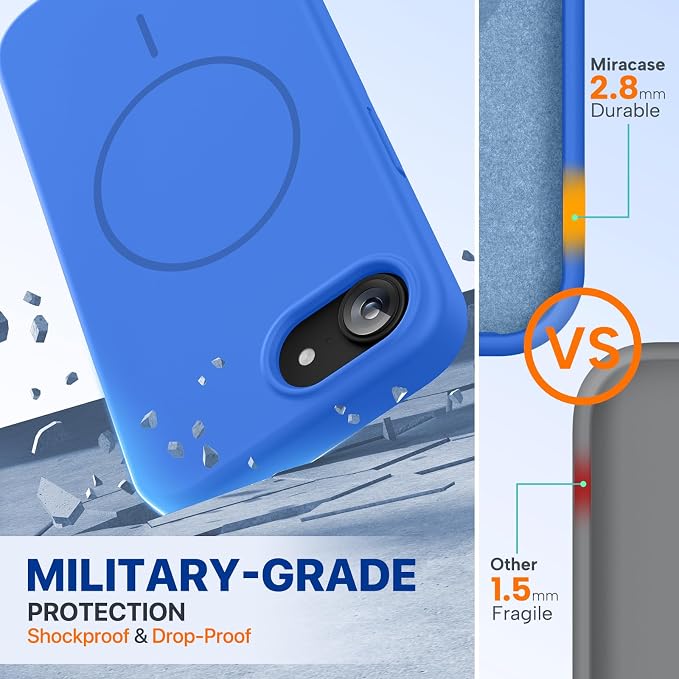miracase Magnetic for iPhone 17e Case & iPhone 16e Case, [Soft Anti-Scratch Microfiber Lining], Compatible with MagSafe, Silicone Shockproof Protection Phone Case for iPhone 17e/16e, Blue - Image 2