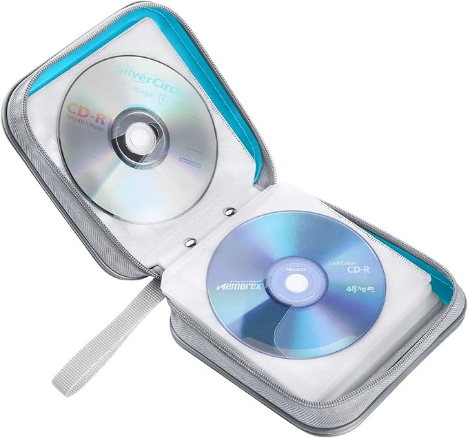 Siveit CD/DVD Cases 40 Capacity Disc Storage Binder for Car(Sky Blue) | Holders Wallet Hard Plastic CD/DVD Case for Car Home Office Travel - Image 5