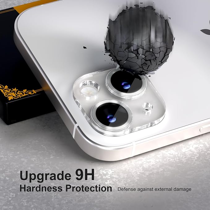 for 6 Pack iPhone 15 / iPhone 15 Plus Camera Lens Protector [Drop Protection] [Case Friendly] [Easy Installation] 9H Tempered Glass Camera Screen Protector Cover Accessories, CD Silver - Image 3