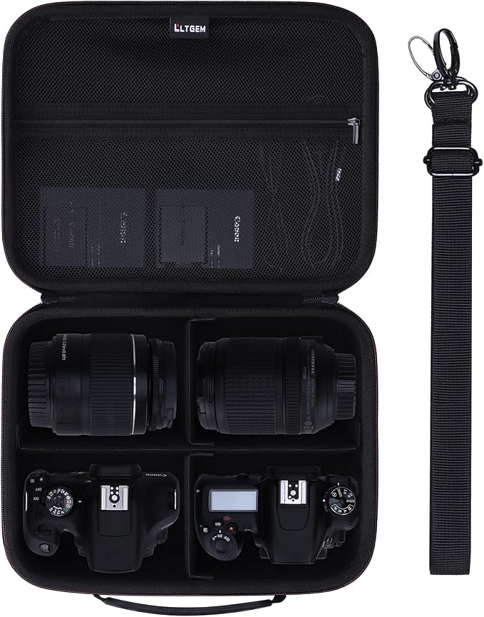 Medium Camera Case Bag for Canon/Sony/Nikon Camera and Multiple Lens Black | Hard Travel Carrying Case Bag for Canon/Sony/Nikon DSLR SLR Mirrorless Camera and Multiple Lens with 3 Dividers by LTGEM