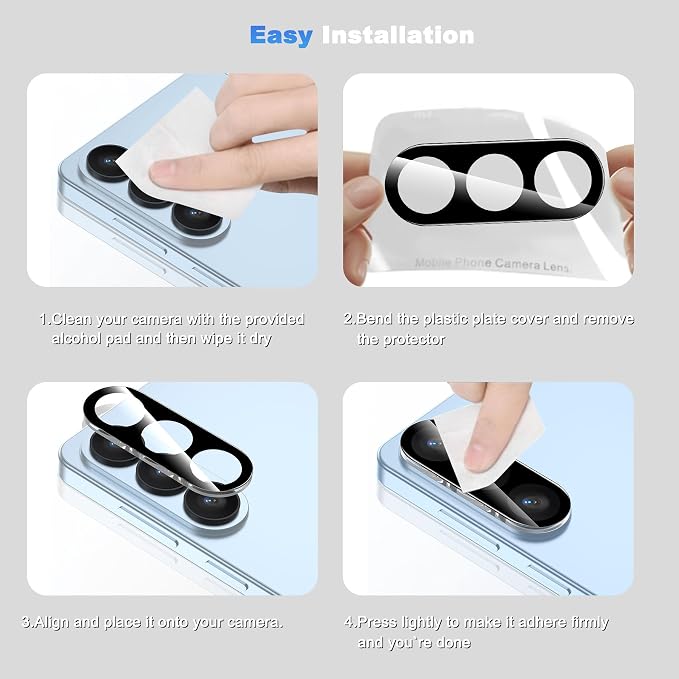 WHPXJY 2026 New Upgrade for 3 pack Samsung Galaxy S26 Camera Lens Protector-Tempered Glass Cover, 9H+ Shatterproof/Anti-scratch/Maintains Original Clarity/Easy to Install - Image 7