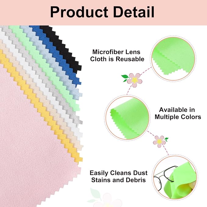 uxcell 12 Pcs Microfiber Cleaning Cloth for Glasses, 8 x 8 Inch Eyeglass Cleaning Cloth, Glasses Cleaner Wipes for Electronics Lenses Screens Cameras Cell Phones, Green - Image 3