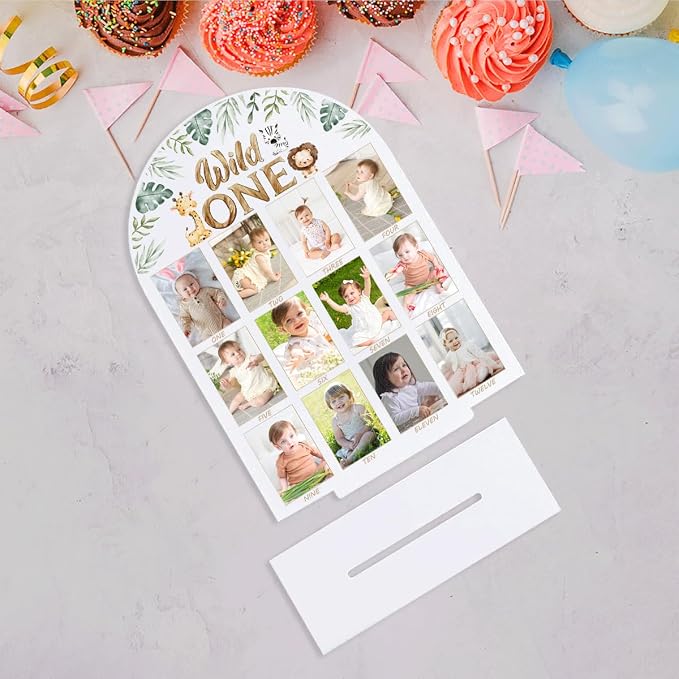 My First Year Photo Board Baby Milestone Signs One Year of Baby Photo Board, Best Babies Keepsake 10x14 Inches Acrylic Sign Decor Fits 2" x 3" Photo A01 - Image 6
