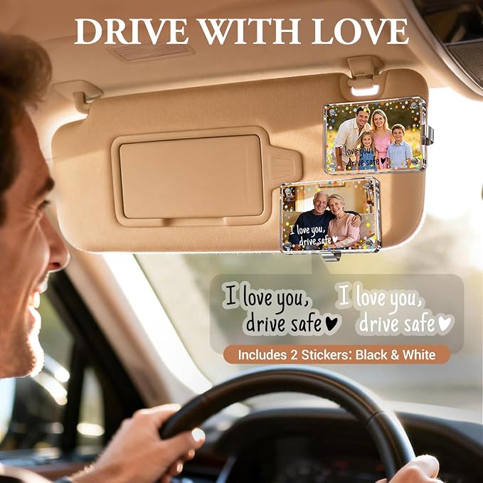 CoBak 2 Pack Acrylic Car Photo Holder, Magnetic Personalized Car Visor Clip, Car Accessories & Car Decor, Romantic Valentine's Day Gift for Family & Couples' Personal Photos, Polka dots - Image 3
