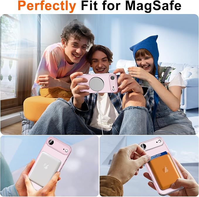 for iPhone Air Case with Privacy Screen Protector, Pink | Full Camera Protector, Magnetic, Compatible with MagSafe, Translucent Matte Phone Cover for iPhone 17 Air Case Women Girls - Image 5