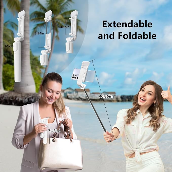 Selfie Stick Tripod, 40 in Retractable Tripod for iPhone with Wireless Remote Control & Light, Portable Phone tripods for Photograph, Live Streaming, Video Recording, Compatible with All Cellphones - Image 4
