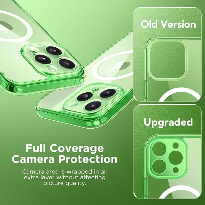 CAPRARO for iPhone 16 Pro Case, Compatible with MagSafe | Upgraded [Full Camera Protection] Protective Translucent Matte Women Girl Magnetic Phone Case Cover, Clear Green - Image 7