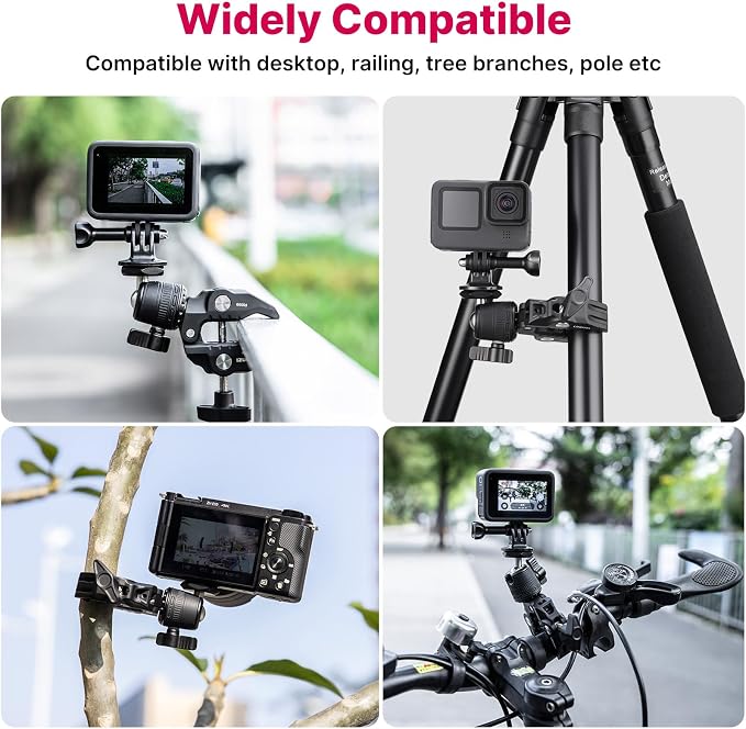ULANZI R099 Super Clamp Camera Mount with 360° Ballhead | Clamps 0.51-2.36in Pole Tube, 3.3lb Load, for Bike Motorcycle Handlebar Insta360 GoPro DJI Phone DSLR Light Monitor - Image 5