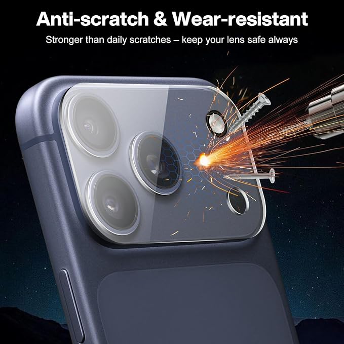 Camera Lens Protector (2 Pack) Compatible with iPhone 17 Pro 6.3" Camera Lens Cover Protection, 9H Tempered Glass, HD Clear Anti-Scratch, Triple-Lens, Clear Shield, Case Friendly - Image 4
