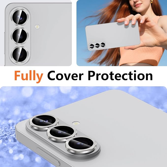 for Samsung Galaxy S26 Camera Lens Protector, Individual Metal Ring Tempered Glass Lens Cover, [Strong Adsorption] Scratch Resistant Ultra-Thin HD Clear Lens Cover, 1 Set-Gray - Image 8