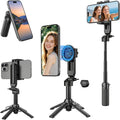 14.5" Mini Magnetic Tripod for iPhone, Selfie Stick with Remote for MagSafe, Portable Pocket Size Selfie Stick with Metal Ring, Small/Compact Cell Phone Stand for Recording, Travel and Vlogging-Black by PEYAKO