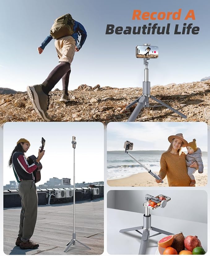 Tripod for iPhone, Selfie Stick with Remote, Stable & Durable Phone Tripod | Portable Travel Cell Phone Stand, Extendable All-in-1 Tripod for Video Recording Compatible with iPhone Android - Image 7