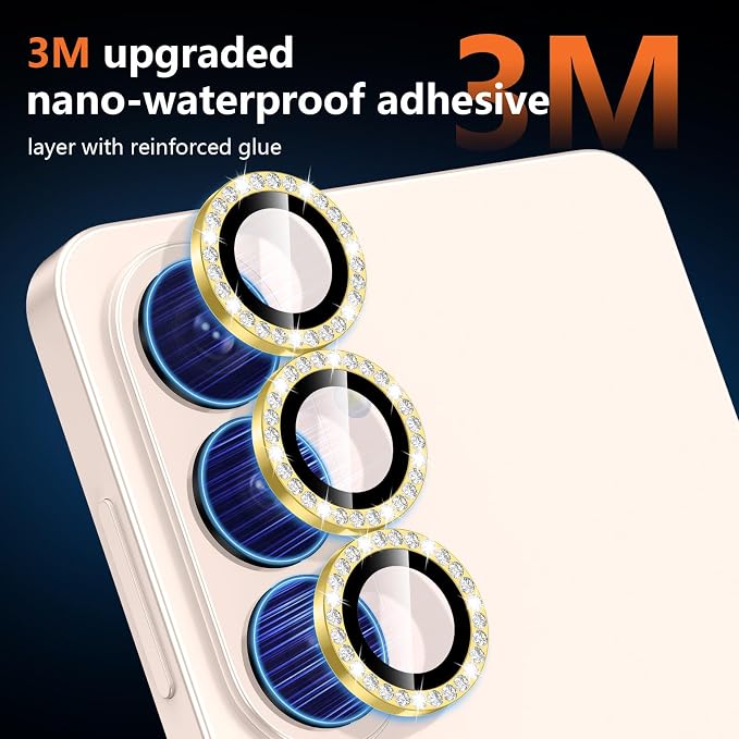 for Samsung Galaxy S26 Camera Lens Protector, Individual Metal Ring Tempered Glass Lens Cover, [Strong Adsorption] Scratch Resistant Ultra-Thin HD Clear Lens Cover, 1 Set-Gold Diamond - Image 4