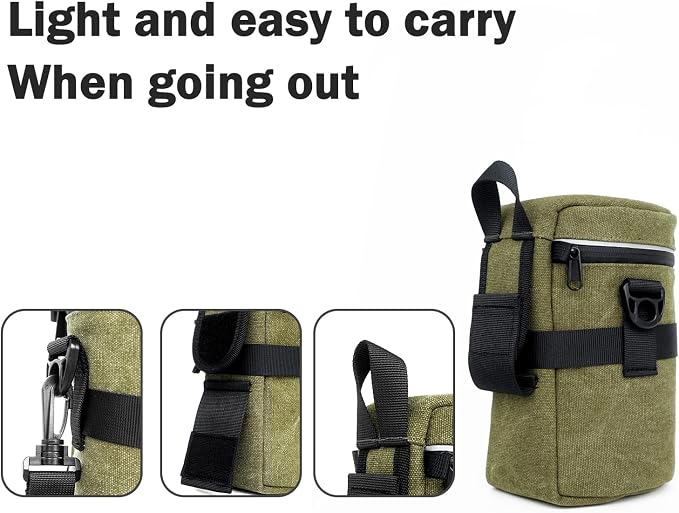 Camera Lens Case Lens Bag Compatible (4.13" x 7.28"(Canvas, Green)) - Image 6